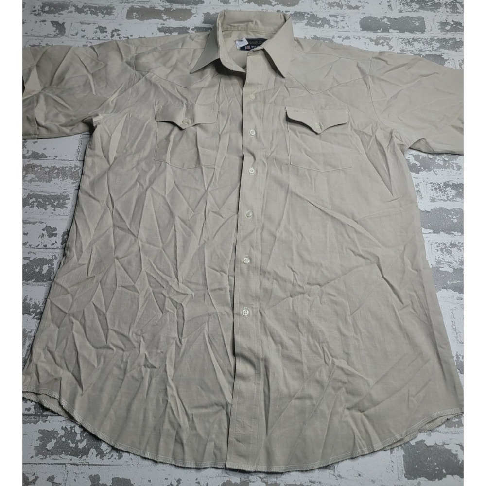 Panhandle Slim Short Sleeve Beige Button Down Shirt Men's‎ 17